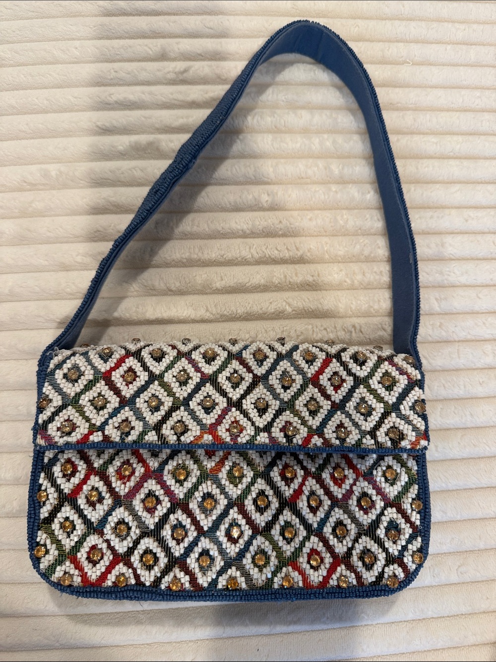 Anthropologie Beaded Diamond-Pattern Shoulder Bag - Multicolor